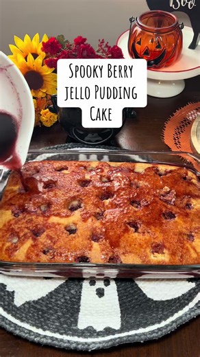Spooky Berry Jello Pudding Cake Recipe