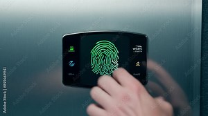In order to access the door security systems, place your finger down on the fingerprint scanner.