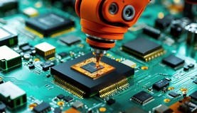 Robotic Arm Installing Microchip Circuit Board Technology Stock Footage - Video of technology, automation: 387950250