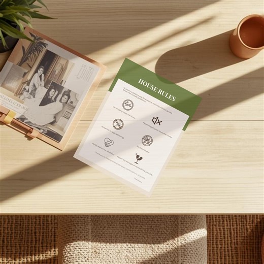 Airbnb House Rules Sign | Luxury Canva Template | Vacation Rental Guest Guide | VRBO Printable Poster | Short Term Rental Host Essentials - Etsy