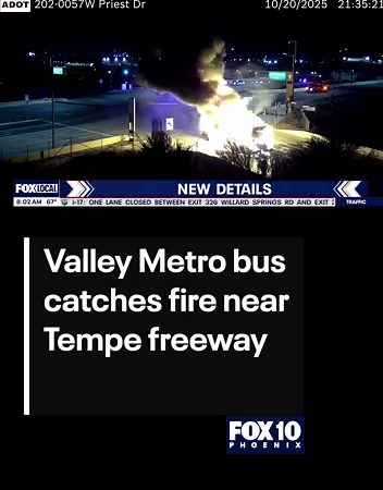 Valley Metro bus catches fire near Tempe freeway | FOX 10 Phoenix