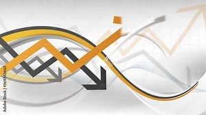 Dynamic animation metric style animation with trend arrows in grey and orange colours