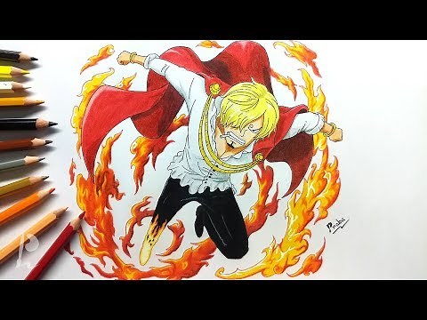 Drawing Vinsmoke Sanji Diable Jambe with Colour Pencils | One Piece | Budget Art