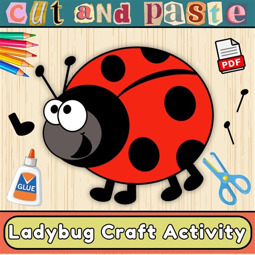 Ladybug Craft Template | Spring Bulletin Board Craft | Cut & Paste Activity for Kids (PDF) - Etsy