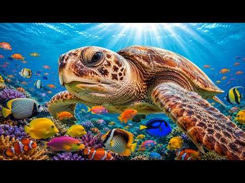 Deep Ocean Relaxation in 4K 🐢 Loggerhead Sea Turtle & Calm Coral Reef Ambience for Sleep