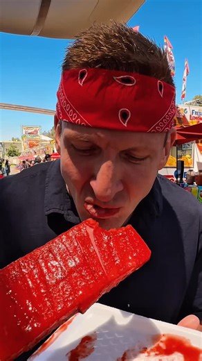 Sonny on Instagram: "🍉🍭 WATERMELON POPSICLE!! ↳ Does this crazy food idea work? Find out in the full episode… Twisted California State Fair Food Creations!! ↳ ▶️ Full Video Title (YouTube) The Best Ever Food Review Show Eating Watermelon wrapped in Candy Fruit Roll-Ups… ↳ Full Video Link in the “🎡 STATE FAIR” Stories Highlight! 🇺🇸 Sacramento, California, USA (United States of America) 🌭 [USA STATE FAIR FOOD TOUR IN CALIFORNIA!!] ⛳ CALIFORNIA STATE FAIR (@castatefair) 1600 Exposition Blvd,