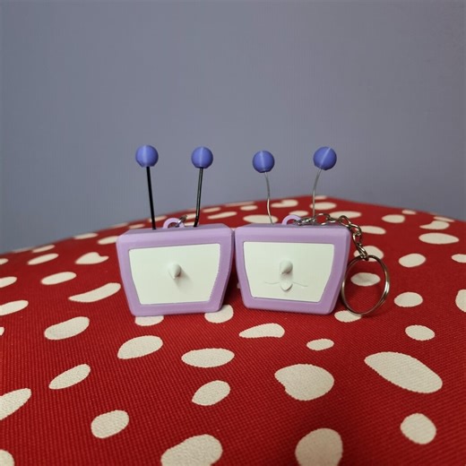 Tenna Inspired Keychain With Swappable Face, Tv Head Customizable Accessory With Bendable Antennas - Etsy