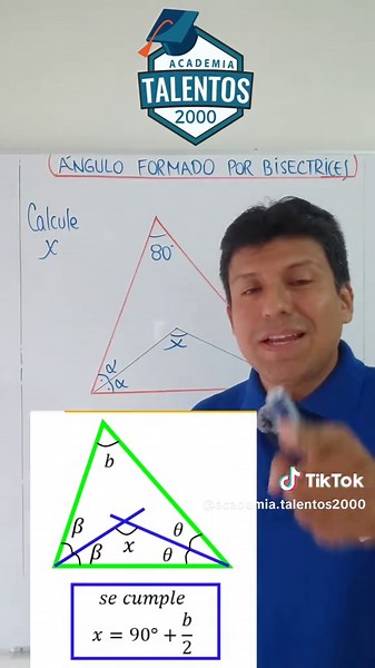 ejercicio resuelto sobre ángulo formado por dos bisectrices interiores en el triángulo 📐 #cicloescolar2026 #COAR #geometry #conamat