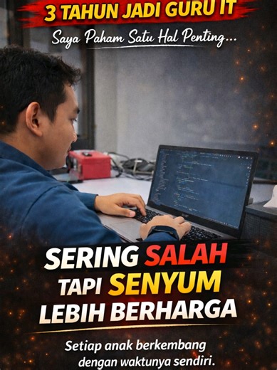 Banyak yang pikir jadi Guru IT itu soal jago coding. Padahal… yang lebih sering saya hadapi adalah anak yang merasa dirinya “nggak bisa”. Dan jujur, itu lebih sulit daripada ngajarin syntax. Karena memperbaiki error di program itu mudah. Tapi memperbaiki rasa minder dalam diri anak? Itu perjuangan. Nilai bisa diperbaiki. Kepercayaan diri, kalau hilang… belum tentu. #GuruIT #CeritaGuru #DuniaPendidikan #NgajarBukanCumaCoding #TeacherLife