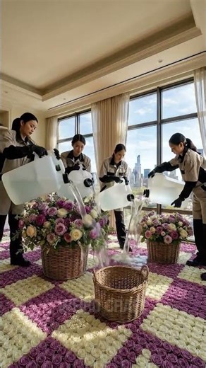 I turned my floor into 10,000 REAL ROSES! 🌹✨