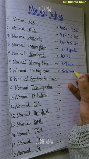 Normal values. #doctors #english #medicosstuff #medicaldictionary #medical #education