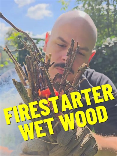 Wet wood firestarter #fyp #diy #diycrafts #bushcraft #fire