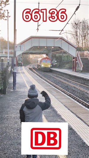 Class 66 DB Freight Train at Cramlington Railway Station