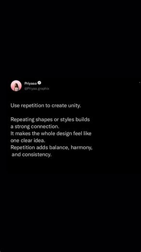 Priyaa✨ on Instagram: "Do you think repetition adds harmony to a layout? . . . Follow for more : @priyaa.graphix ✨ . . . repetition in design design unity visual harmony design graphic design repetition design consistency layout unity design pattern use repeating elements design visual connection design premium design tips professional design guide design principles design balance creative design ideas design structure strong design identity brand consistency design visual rhythm design design i