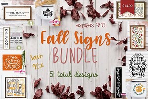 YOU GUYS! 51 Fall Signs for $0.25 each are pulling at my heart strings! Code "FALLFEEL15" unlocks extra savings, but only until tonight! Get it here: http://bit.ly/SFfallsigns | So Fontsy