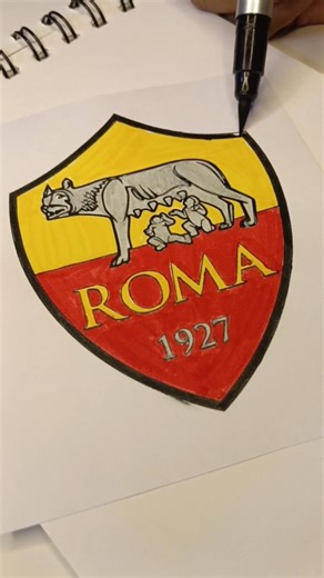 AS Roma Logo Colouring ❤️💛 | Satisfying football art ⚽