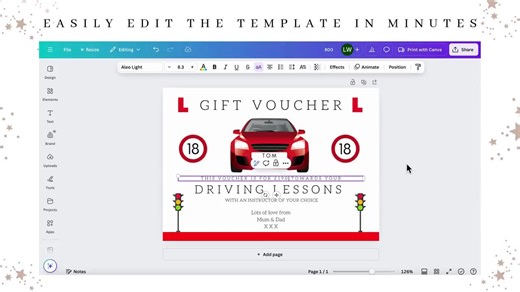 Editable Driving Lesson Gift Voucher | Printable Gift Certificate | Driving Instructor Voucher | Instant Download | Canva Template - Etsy Canada