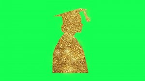 Download Golden graduation cap on green background for free