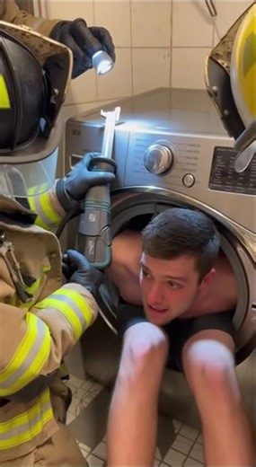 He Got STUCK In The Washing Machine! 🧺😱 #shorts #funny #funnypictures #police