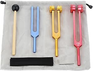 Tuning Fork Set (128Hz, 256Hz, 512Hz) - Body Weighted Tuning Forks Perfect for Sound, Therapy with Hammer and Storage Bag(Colorful)