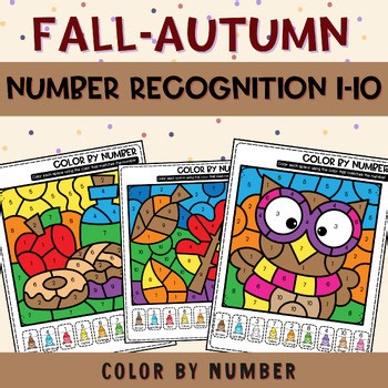Fall Color by Number 1–10 | Number Recognition Worksheets for PreK-Kindergarten
