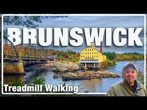 Brunswick Maine Virtual Walking Tour - Home to Bowdoin College - Beautiful Autumn Walk for Treadmill