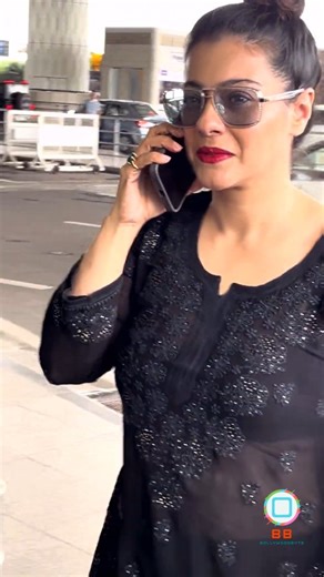 BollywoodByte on Instagram: "Kajol airport fashion in transparent black kurta #kajol #viralreels #viralvideos #bollywood"