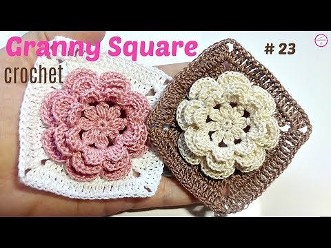 CROCHET SQUARE WITH FLOWER