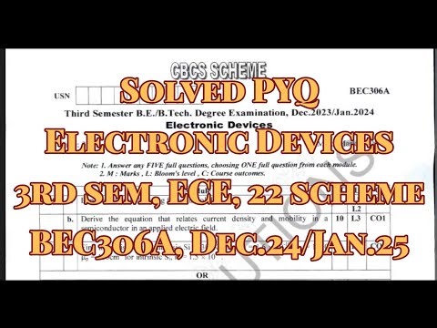 Electronic Devices, Solved PYQ, BEC306A, 22 scheme, 3rd sem, ECE Stream.