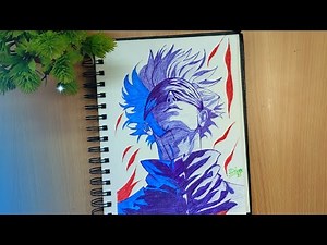 How to draw Gojo satoru with only pen step by step drawing for beginners
