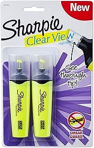 Sharpie Clear View Chisel Tip Highlighters, Yellow (1897843)