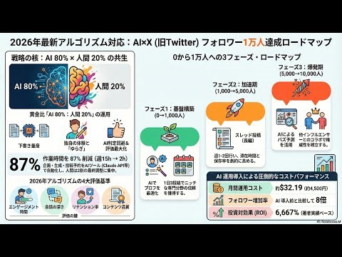 【完全版】Xで1万フォロワー達成するAI活用術｜2026年最新アルゴリズム対応