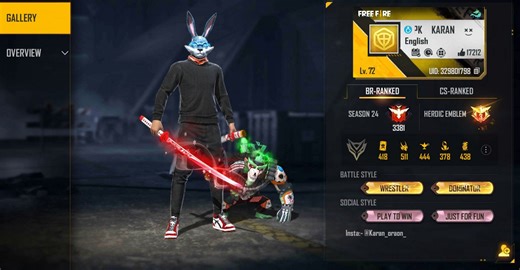 PK Karan's Free Fire ID, stats, earnings, guild, channel rank, and most-watched videos of all time