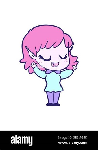 shaking motion animation of happy cartoon elf girl drawing Stock Video Footage - Alamy