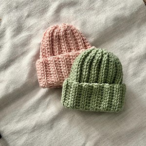 Hand-crocheted Baby Beanie: Soft Ribbed Cuffed Hat - Etsy