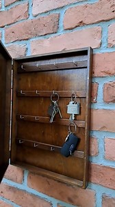 Walnut Dark Shutters Natural Wooden Family Big Key Box, Hanging Key Box, Key Hooks, Rustic Cay Cabinet, Key Storage, Keys, Housewarming Gift - Etsy