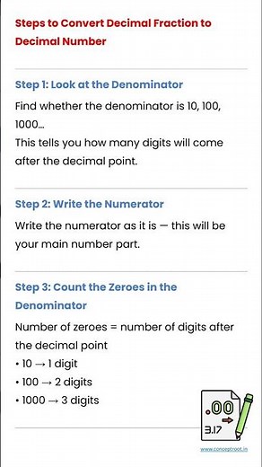 Steps to Convert Decimal Fractions to Decimal Numbers | Class 5 Maths | Decimal Fractions #maths
