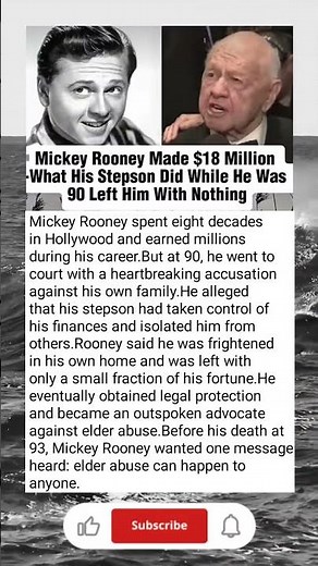 Mickey Rooney Made Millions… Then His Own Family Left Him With Almost Nothing 😢