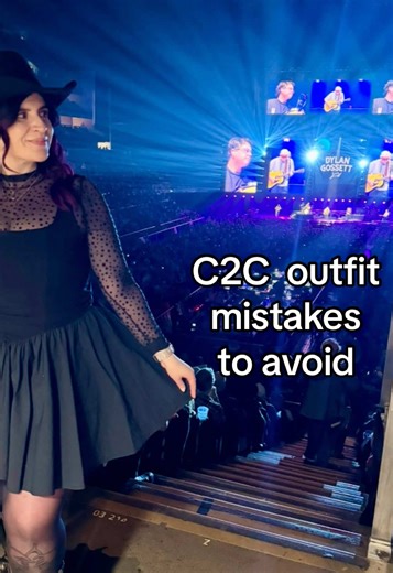 “First time going to C2C? It can be so hard to know what to wear to nail the western aesthetic you want to represent. These are the biggest C2C outfit mistakes I see every year, from jumpsuits to brand new cowboy boots. Save this if you want to look cute and survive the night. #C2C #cowgirlstyle #c2cuk