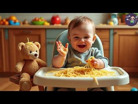 The Messy Spaghetti Song | Funny Baby Food Rhyme | Melo Baby Rhymes