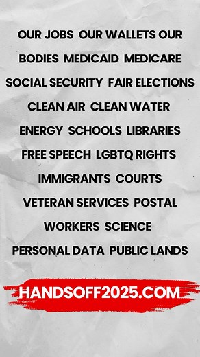Have you heard about Hands off 2025? Get involved to turn up the pressure with national events to say Hand Off! #handsoff2025 #handsoffamerica #defenddemocracy #stopthegreed #april5protest #nationwideprotest #stoptrumpmusk | Marise Productions