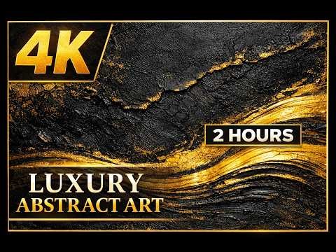 2 Hours of Black and Gold Abstract Texture | Luxury 4K Art for TV
