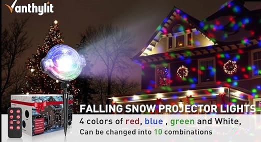 Christmas Projector Lights Function Rotating Falling Snow 