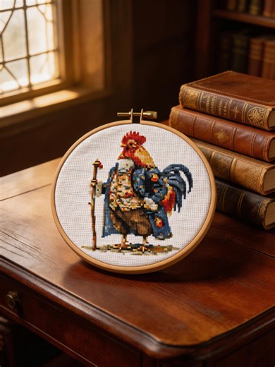 Victorian Rooster Cross Stitch Pattern, Gentleman Chicken Embroidery Design (PDF) - Etsy