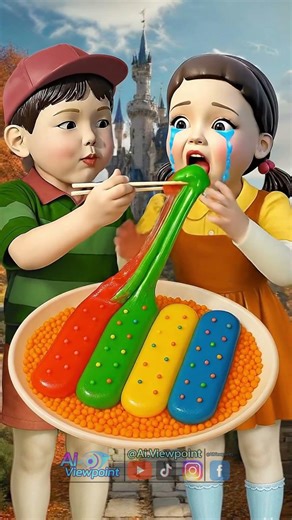 Satisfying Slime Eating ASMR 💚 Realistic AI Chewing, Slurping & Puffy Cheeks Colorful Mukbang Short