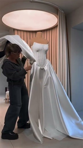 To order this white satin gown DM reineecouture A timeless white couture gown crafted in luminous