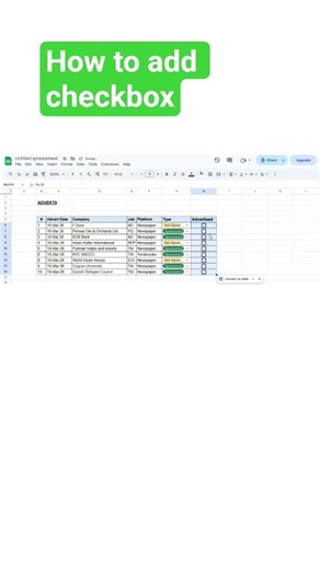 How to add checkbox. #excel #exceltips #google