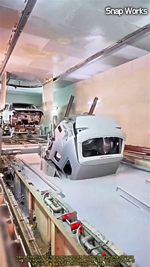 자동화의 현장: 대형 차량 프레임의 부식 방지를 위한 기계식 침전 공정 기술 #worker #process #industry #car #manufacturing