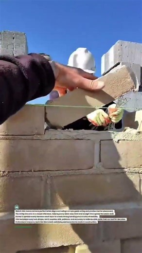 Perfect Brick Alignment Technique! #Bricklaying #Masonry #Construction