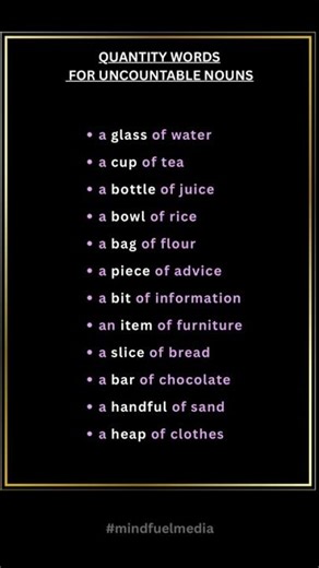 Quantity Words for Uncountable Nouns #learnenglish